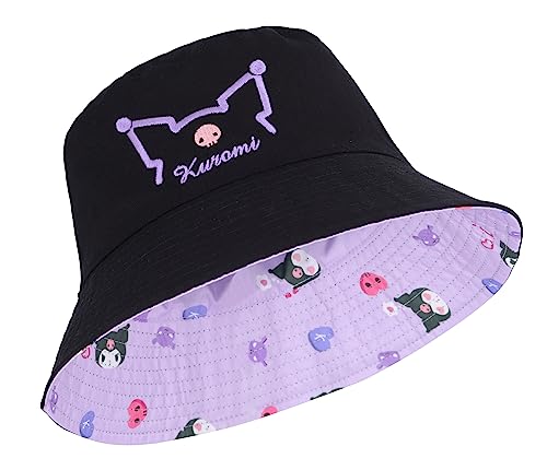 Roffatide Anime Kuromi Cinnamoroll Eimer Hut für Jungen Mädchen Melody Cotton Print Fischerhut faltbar Sonnenhut von Roffatide