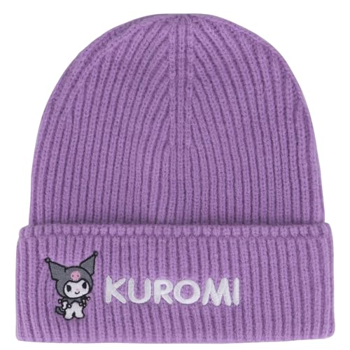 Roffatide Anime Kuromi Nette Beanie Hut Kawaii Lolita JK Caps Winter Strick Hut für Jungen Mädchen Bestickte Beanie Cap Lila von Roffatide