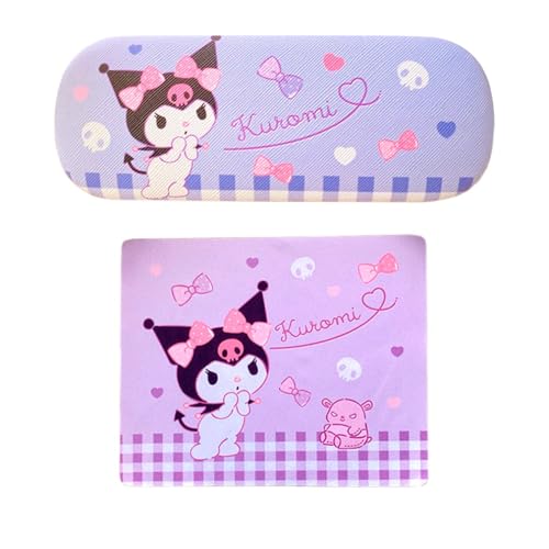 Roffatide Anime Evil Bunny Rosa Cartoon Brillenetui Hartschalen Brillenetui mit Brillentuch Tragbare Schutzbrillenhülle C von Roffatide