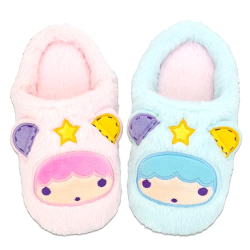 Roffatide Anime Little Twin Star Cinnamoroll Nette Plüsch Open Back Floor Hausschuhe Innenschuhe Fuzzy Hausschuhe mit Gummisohle für Frauen von Roffatide