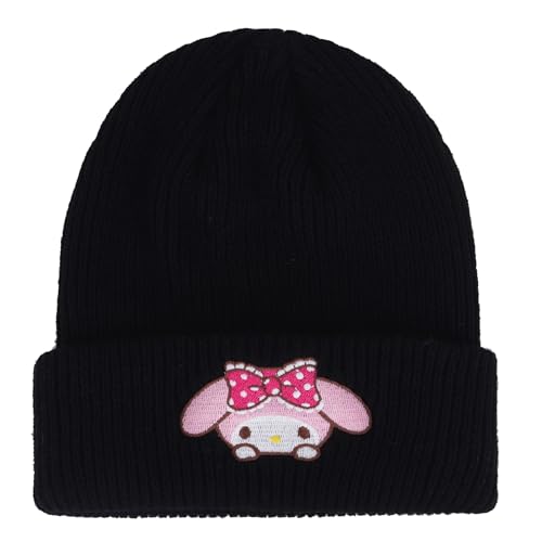 Roffatide Anime Melody Cute Beanie Hat Kawaii Big Ear Dog Lolita JK Caps Winter Knit Hat für Jungen Mädchen gestickt Beanie Cap Black（Pink） von Roffatide
