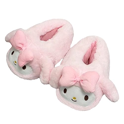 Roffatide Anime Melody Fuzzy Hausschuhe Cinnamoroll Pantoffeln Geschlossene Zehe offener Rücken Schaumstoff Kuromi Hausschuhe mit Gummisohle für Frauen Mann von Roffatide