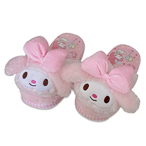 Roffatide Anime Melody Nette Plüsch Open Back Floor Hausschuhe Innenschuhe Fuzzy Hausschuhe mit Gummisohle für Frauen von Roffatide