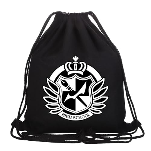 Roffatide Anime Monokuma Drawstring Tasche Bedruckter Sportrucksack Segeltuch Drawstring Rucksack String Tasche Schwarz A von Roffatide