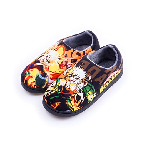 Roffatide Anime My Hero Academia Fuzzy Hausschuhe Geschlossene Zehe offen zurück Hausschuhe mit Gummisohle Hausschuhe rutschfest Indoor Plüsch Schuhe für Frauen Männer Euro 38-39 von Roffatide