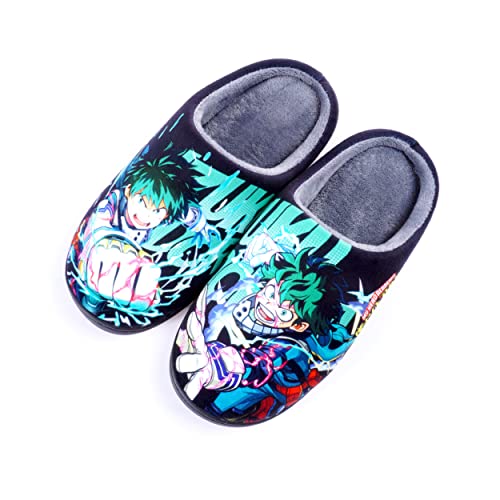 Roffatide Anime My Hero Academia Fuzzy Hausschuhe Izuku Midoriya Geschlossene Zehe offen zurück Hausschuhe mit Gummisohle Hausschuhe rutschfest Indoor Plüsch Schuhe für Frauen Männer Euro 40-41 von Roffatide