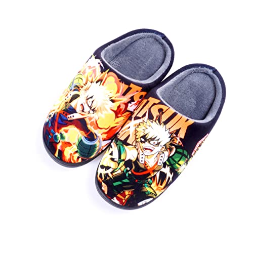 Roffatide Anime My Hero Academia Fuzzy Hausschuhe Katsuki Bakugo Geschlossene Zehe offen zurück Hausschuhe mit Gummisohle Hausschuhe rutschfest Indoor Plüsch Schuhe für Frauen Männer Euro 40-41 von Roffatide