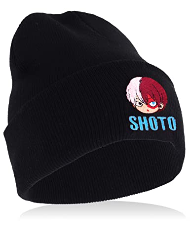 Roffatide Anime Gefesselte Schädelkappen Unisex Shoto Todoroki bestickter Totenkopf-Hut Beanie Mütze Winter Strickmütze Schwarz von Roffatide