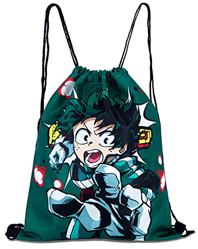 Roffatide Anime My Hero Academia Kordelzugbeutel Leichter Rucksack mit Kordelzug Einkaufsnetz Sportsackpack von Roffatide