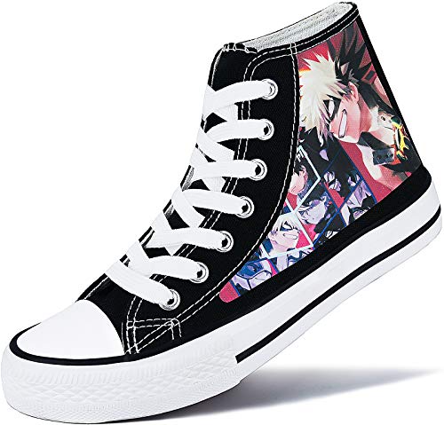 Roffatide Anime My Hero Academia Sneakers High Top Canvas Schuhe Freizeitschuhe Walkingschuhe Skateboardschuhe Schwarz A Unisex 43 von Roffatide