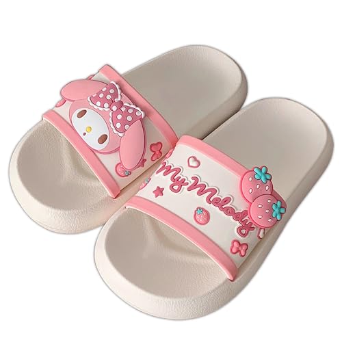 Roffatide Anime My Melody Cinnamoroll Kuromi Pantoffeln für Mädchen Hausschuhe Rutschfest Bad Dusche Sandalen Gummipantoffeln Weiß 7-7.5 von Roffatide