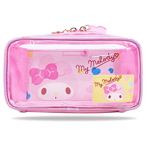 Roffatide Anime My Melody Klare Kosmetiktasche Rosa Wasserdichtes Kosmetiketui Holographisches PVC Kulturbeutel Reisepackungstasche für Mädchen von Roffatide