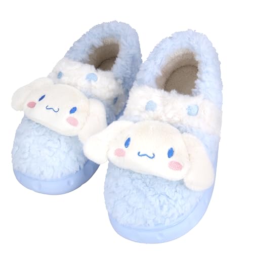 Roffatide Anime My Melody Rabbit Cinnamon Dog Kuromi Womens Fuzzy Memory Foam Slippers Cozy Plush Home Slippers Fluffy Furry House Shoes Indoor Outdoor Slide Slipper BlauB 32-33 von Roffatide