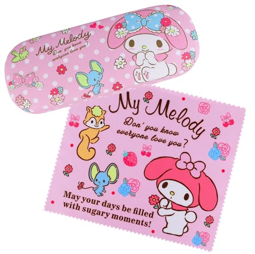 Roffatide Anime My Melody Rosa Cartoon Brillenetui Hartschalen-Brillenetui mit Brille Tragbare Schutzhülle für Brillen für Jungen und Mädchen von Roffatide