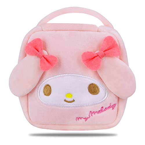 Roffatide Anime My Melody Rosa Plüsch-Makeup-Tasche tragbare kleine Kosmetiktasche Zipper Pouch für Frauen Mädchen von Roffatide