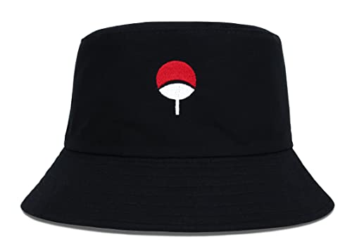 Roffatide Anime Symbol Fischerhüte Bestickter Hut Angelhut Reversible Double Side Wear Baumwolle Sonnenhut Schwarz von Roffatide