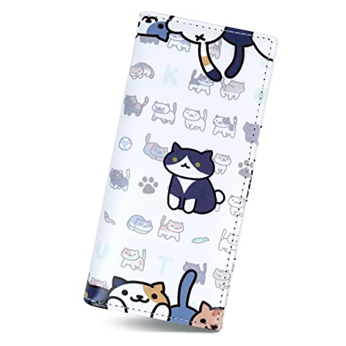 Roffatide Anime Neko Atsume Geldbörse Kartenhalter Geldbörse Münze Geldbörse Nette Katze Geldbörse Kunstleder Lange Bi-fold Geldbörse für Männer Frauen von Roffatide