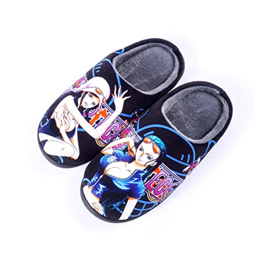 Roffatide Anime One Piece Fuzzy Hausschuhe Nico·Robin Geschlossene Zehe offen zurück Hausschuhe mit Gummisohle Hausschuhe rutschfest Indoor Plüsch Schuhe für Frauen Männer Euro 46-47 von Roffatide
