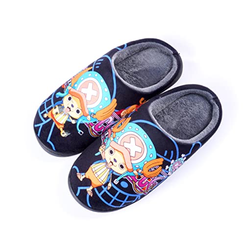 Roffatide Anime One Piece Fuzzy Hausschuhe Tony Tony Chopper Geschlossene Zehe offen zurück Hausschuhe mit Gummisohle Hausschuhe rutschfest Indoor Plüsch Schuhe für Frauen Männer Euro 40-41 von Roffatide