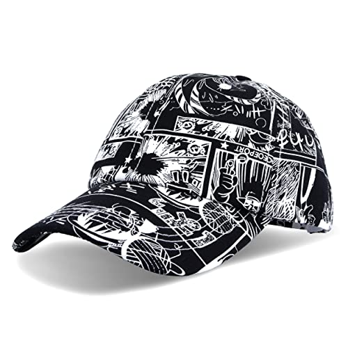Roffatide Anime Baseball Cap Schwarz Verstellbare Graffiti Hip-H Baseballmütze K-P Snapback Hat für Herren Damen B von Roffatide