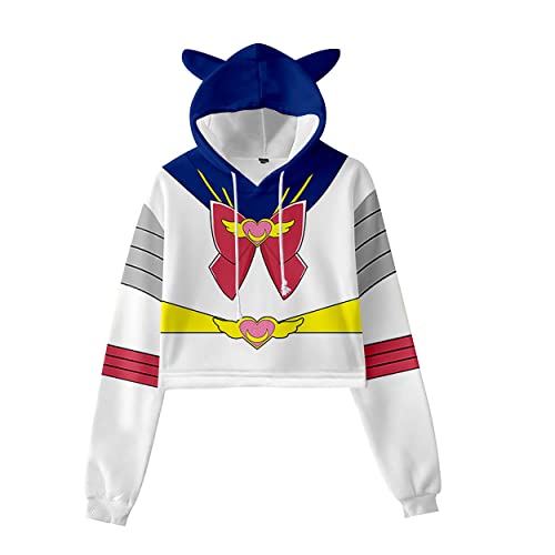 Roffatide Anime Sailor Moon Damen Langarm Printed Crop Hoodie Sport Cosplay Pullover Tops von Roffatide