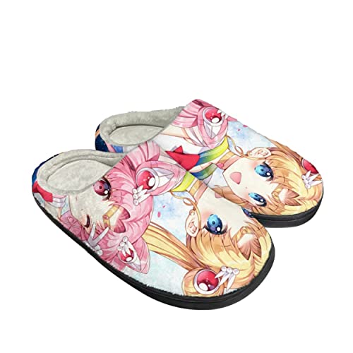 Roffatide Anime Sailor Moon Fuzzy Hausschuhe Tsukino Usagi Geschlossene Zehe Open Back mit Gummi Sohle Haus Hausschuhe rutschfeste Indoor Plüsch Schuhe für Frauen von Roffatide