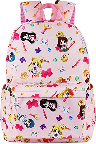 Roffatide Anime Sailor Moon Rucksack Tsukino Usagi Luna Artemis All Over Print Mädchen Schultasche Chibi Moon Laptop Rucksack von Roffatide