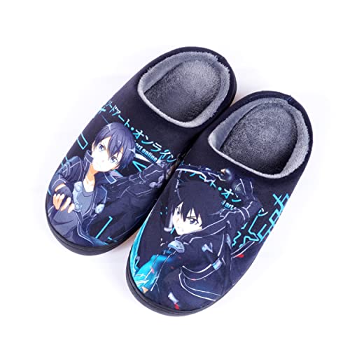 Roffatide Anime Sword Art Online Fuzzy Hausschuhe Kirigaya Kazuto Geschlossene Zehe offen zurück Hausschuhe mit Gummisohle Hausschuhe rutschfest Indoor Plüsch Schuhe für Frauen Männer Euro 44-45 von Roffatide