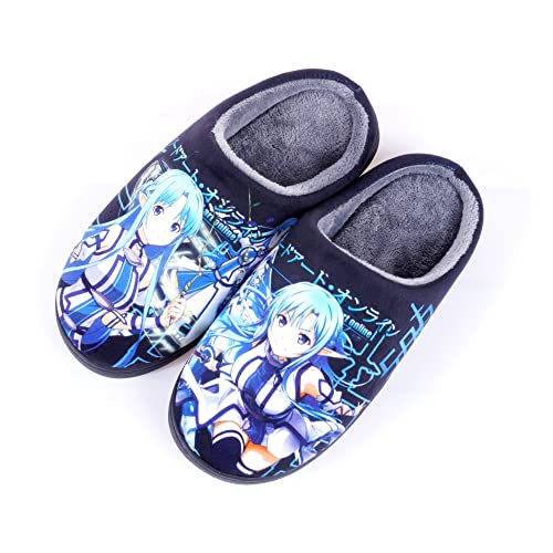 Roffatide Anime Sword Art Online Fuzzy Hausschuhe Yuuki Asuna Geschlossene Zehe offen zurück Hausschuhe mit Gummisohle Hausschuhe rutschfest Indoor Plüsch Schuhe für Frauen Männer Euro 40-41 von Roffatide