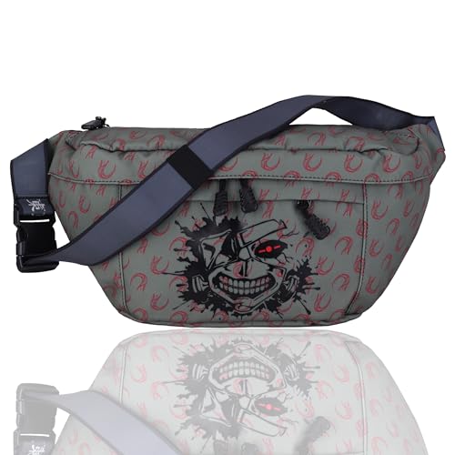 Roffatide Anime Tokyo Ghoul Ken Kaneki Crossbody Fanny Pack für Männer Frauen Gürteltasche Hip Bum Bag Sling Tasche Brustbeutel Rucksack Grau von Roffatide