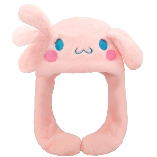 Roffatide Anime weißen Hund Ohr bewegen springenden Hut flauschige Beanie Cap weich warm Winter Kopf tragen niedliche Mützen für Frauen rosa von Roffatide