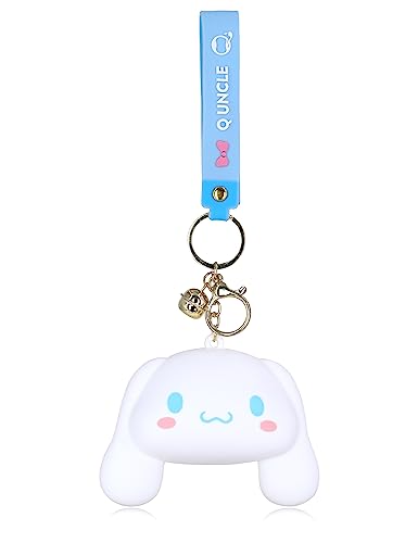 Roffatide Cartoon 3''Cinnamoroll Münzgeldbeutel Mini-Reißverschluss-Münzgeldbörse Cute Change USB-Halter Münze Tasche Schlüsselanhänger mit Glocke Weiß von Roffatide