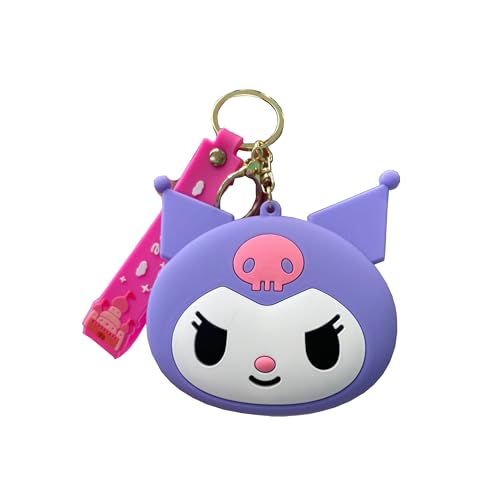 Roffatide Cartoon 3.9''Kuromi Münzen Geldbörsen Mini-Reißverschluss-Münzgeldbörse Cute Change Holder Coin Bag Schlüsselanhänger mit Glocke lila von Roffatide