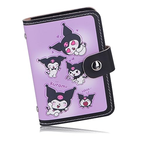 Roffatide Cartoon Kuromi Kreditkarte Geldbörse ID Card Cover Frauen Kunstleder Kreditkartenhalter Kleine Geldbörse Slim Bi-fold Compact Kartenhalter Geldbörse von Roffatide