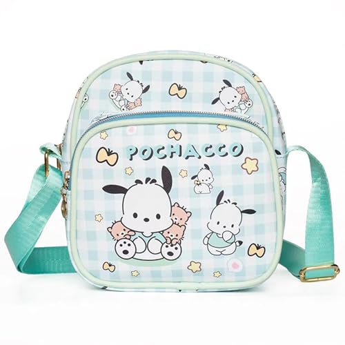 Roffatide Cartoon Pochacco Mini Messenger Bag Crossbody Bag Kawaii Lolita JK Mädchen Umhängetasche Kunstleder Casual Satchel Grün von Roffatide