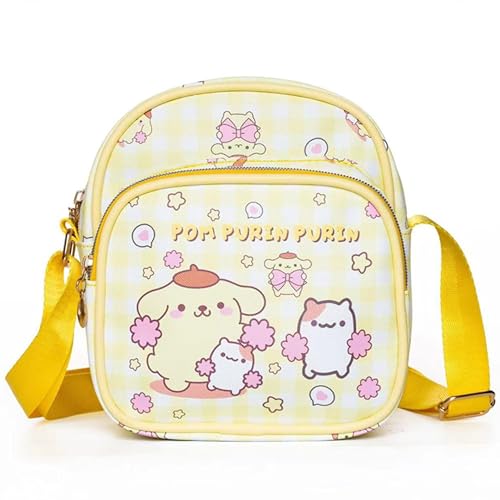 Roffatide Cartoon Pompom Purin Mini Messenger Bag Crossbody Bag Kawaii Lolita JK Mädchen Umhängetasche Kunstleder Casual Satchel Gelb von Roffatide