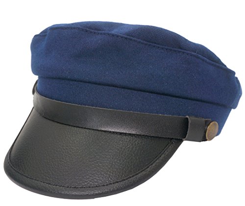 Roffatide Chauffeurmütze Schirmmütze Cabbie Barett Baskenmütze PU-Leder kurzem Visor Ente Zunge Marineblau von Roffatide