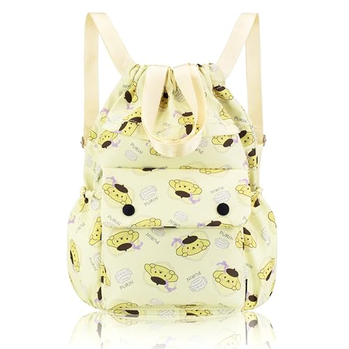 Roffatide Niedlich Pum Pum Purin Drawstring-Rucksack All-Over-Druck Sport Turnbeutel für Frauen Drawstring Cinch Bags Große String Tasche Nylon Sackpack von Roffatide