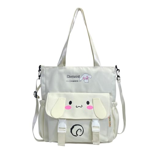 Roffatide Niedliche Cinnamoroll Tragetasche Frauen Schulter Hobo Handtaschen Kawaii Reise Nylon Crossbody Tasche Übernachtungstasche Gepäcktasche Geburtstagsgeschenk Weiß von Roffatide