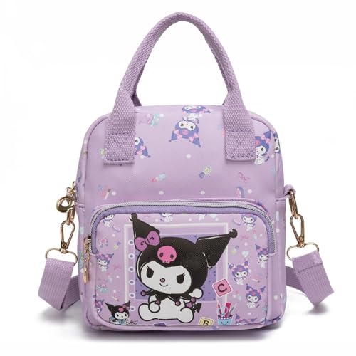 Roffatide Niedliche Kuromi Tote Messenger Bag Kleine Crossbody-Taschen aus Kunstleder Umhängetasche Handtasche für Frauen Kawaii Umhängetasche lila von Roffatide