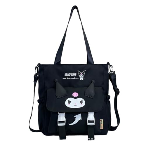 Roffatide Niedliche Kuromi Tragetasche Frauen Schulter Hobo Handtaschen Kawaii Reise Nylon Crossbody Tasche Übernachtungstasche Gepäcktasche Geburtstagsgeschenk Schwarz von Roffatide