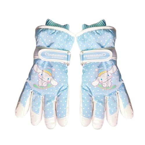 Roffatide Winterhandschuhe Cinnamoroll Kaltes Wetter Schnee Handschuhe Warme Thermo-Skihandschuhe Wasserdicht Winddicht Anti-Rutsch für Arbeit Radfahren Snowboarding Blau B Medium von Roffatide