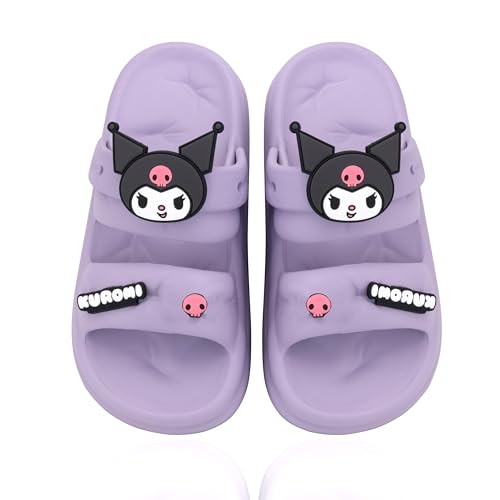 Roffatide Zimt-Hund My Melody Kuromi Sandalen Niedliche Sandalen mit offenem Zeh Frauen dicke Sohle Strand Pool Hausschuhe Rutschfeste Pantoffeln Lila 35.5-36.5 von Roffatide