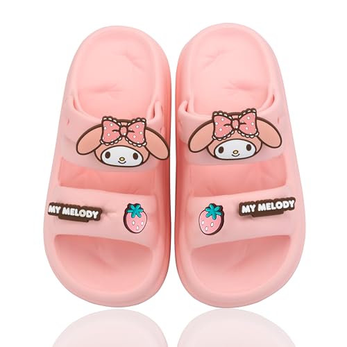 Roffatide Zimt-Hund My Melody Kuromi Sandalen Niedliche Sandalen mit offenem Zeh Frauen dicke Sohle Strand Pool Hausschuhe Rutschfeste Pantoffeln Rosa 35.5-36.5 von Roffatide