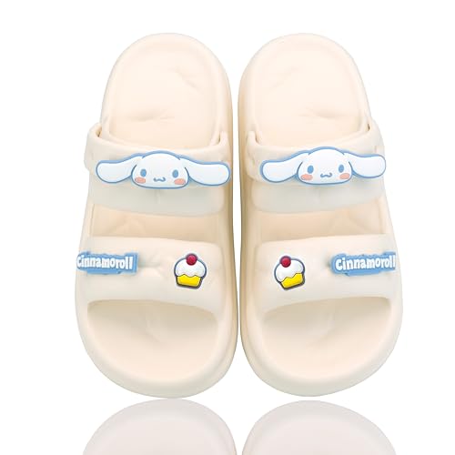 Roffatide Zimt-Hund My Melody Kuromi Sandalen Niedliche Sandalen mit offenem Zeh Frauen dicke Sohle Strand Pool Hausschuhe Rutschfeste Pantoffeln Weiß 39.5-40.5 von Roffatide