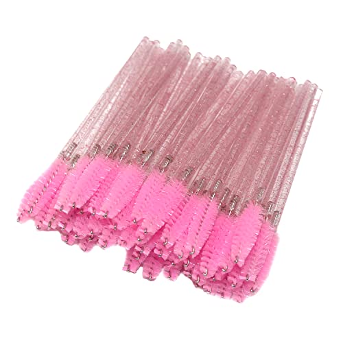 Rofitbest Einweg-Kristall-Augenpinsel, Pinsel Mascara Zauberstäbe, Wimpernmascara-Bürsten, Augenwimpern-Applikator-Pinsel (50 PCS, Rosa) von Rofitbest