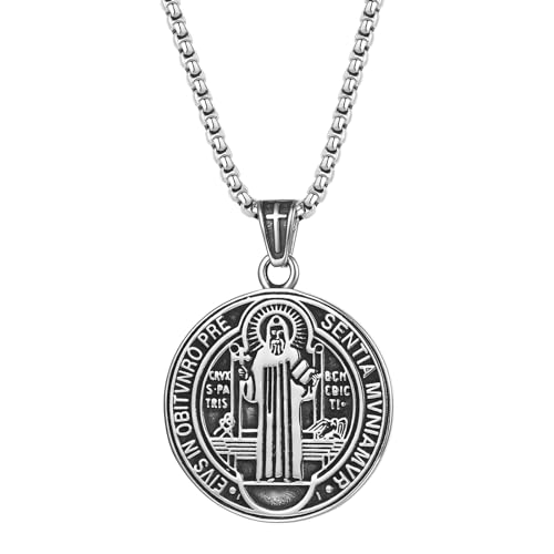 Rofusn Heiliger Benedikt-Medaillen-Anhänger: Edelstahl, christlich-katholischer Schmuck, Geschenk für Männer und Frauen, Edelstahl, Kein Edelstein Rofusn Heiliger Benedikt-Medaillen-Anhänger: Edelstahl, christlich-katholischer Schmuck, Geschenk für Männer und Frauen, Edelstahl, Kein Edelstein von Rofusn