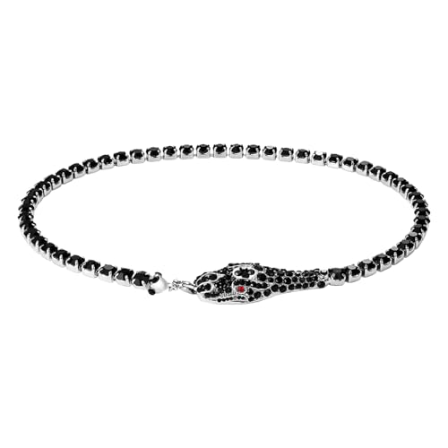 Rofusn Schlangen-Tennis-Halskette für Damen: schwarze, zierliche CZ-Kette, Halskette, Hochzeitsschmuck Rofusn Schlangen-Tennis-Halskette für Damen: schwarze, zierliche CZ-Kette, Halskette, Hochzeitsschmuck von Rofusn