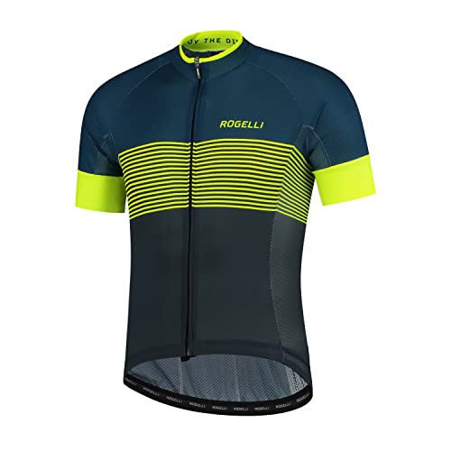 Rogelli Boost Radtrikot Herren - Fahrradtrikot kurzarm - Blau/Fluorgelb - Größe L von Rogelli