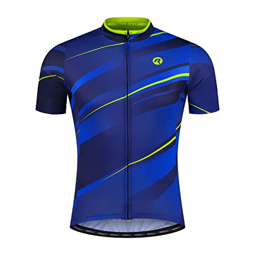 Rogelli Buzz Radtrikot Herren - Fahrradtrikot Kurzarm - Blau/Fluor - Größe M von Rogelli